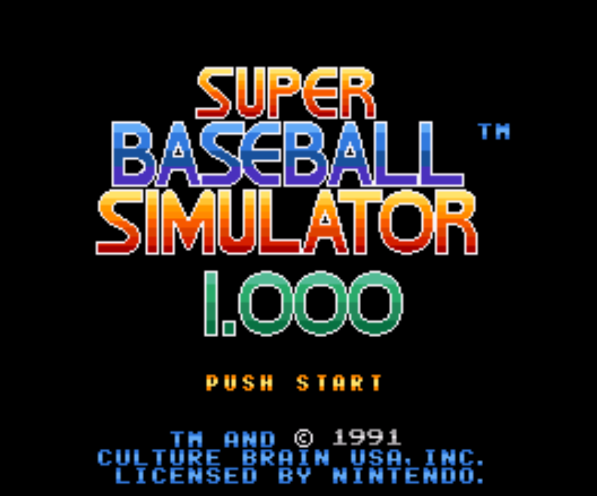 Super Baseball Simulator 1000 Title Screen
